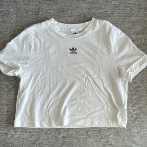 Adidas crop white logo shirt